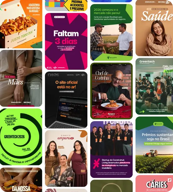 Mosaico de conteúdos produzidos pela leme23